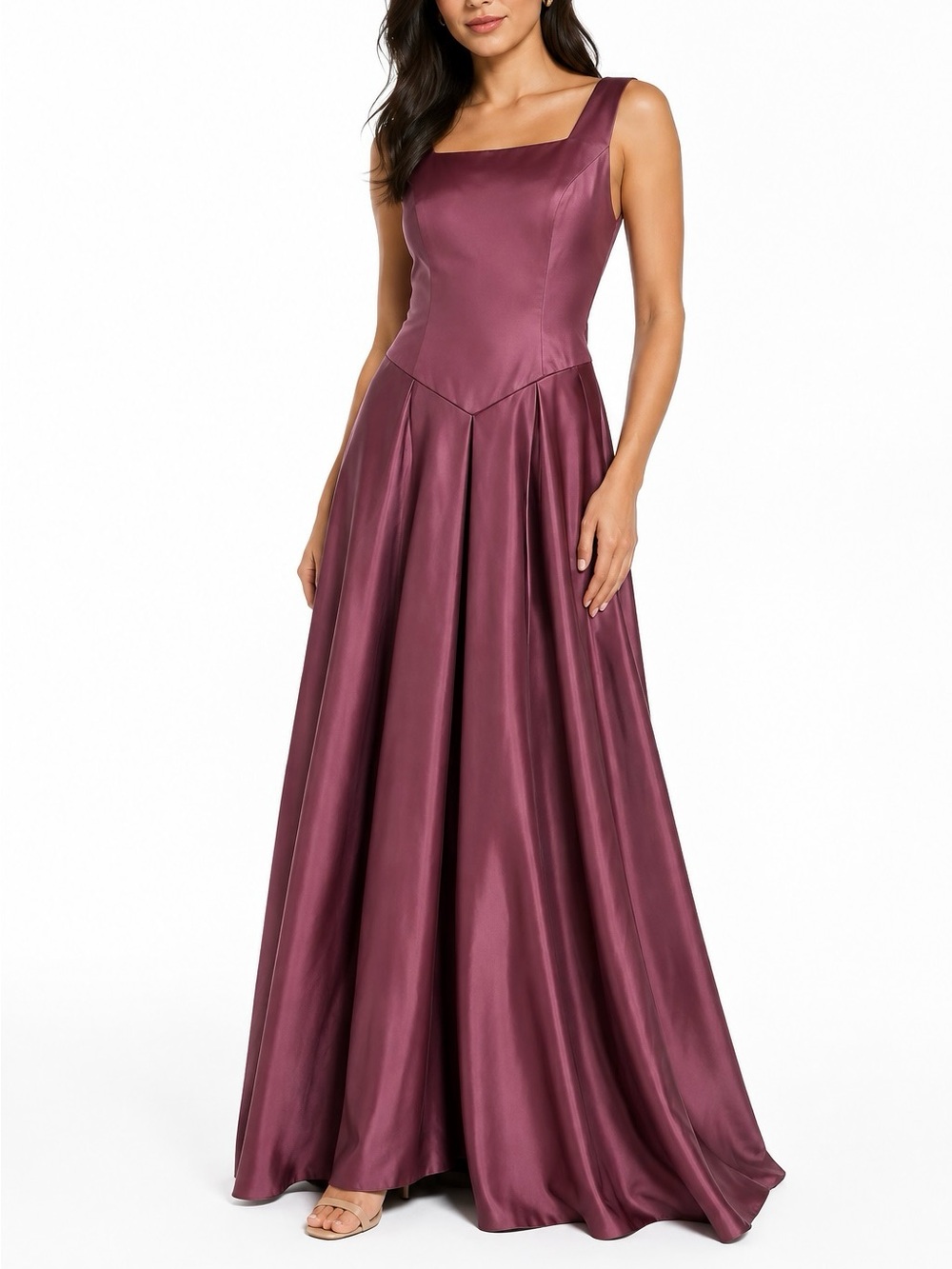Mary's Bridal Satin A-Line Formal Gown Dress Plum Plus Size 20 NWOT